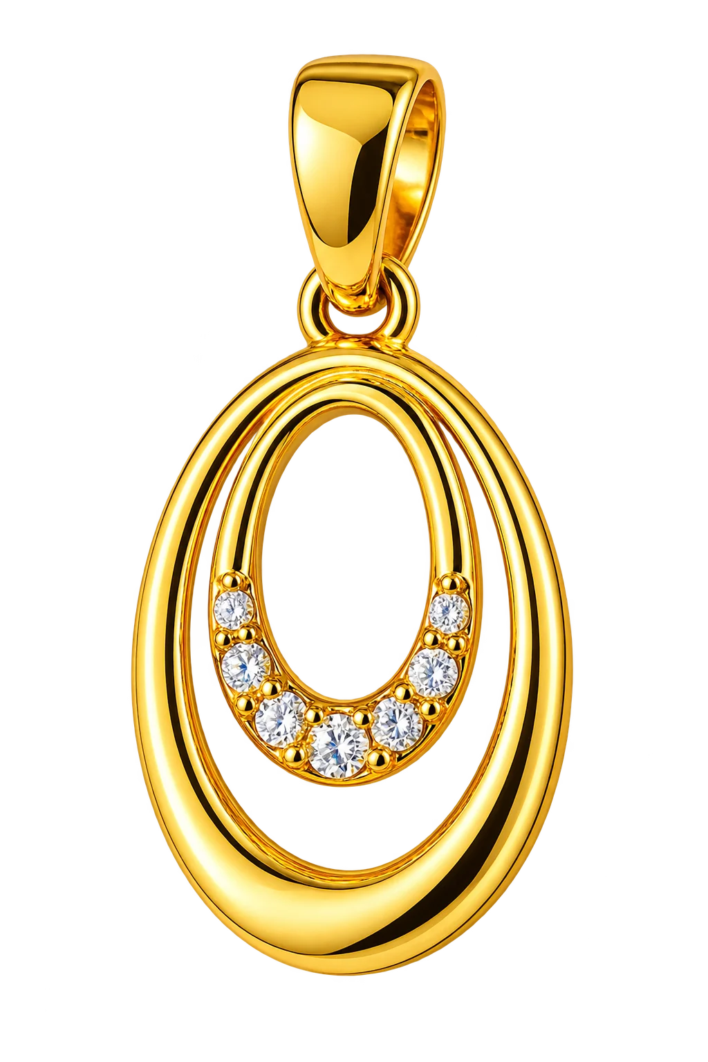 Gold Plated Pendent for Women – Elegant Oval Pendant with White Stone | Rich look For Women and Girl