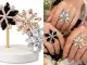 Luxury Crystal Flower Adjustable Ring for Women | Rhinestone Floral Statement Ring | Fashion Cocktail Ring | Black, Rose gold & Silver Color Options