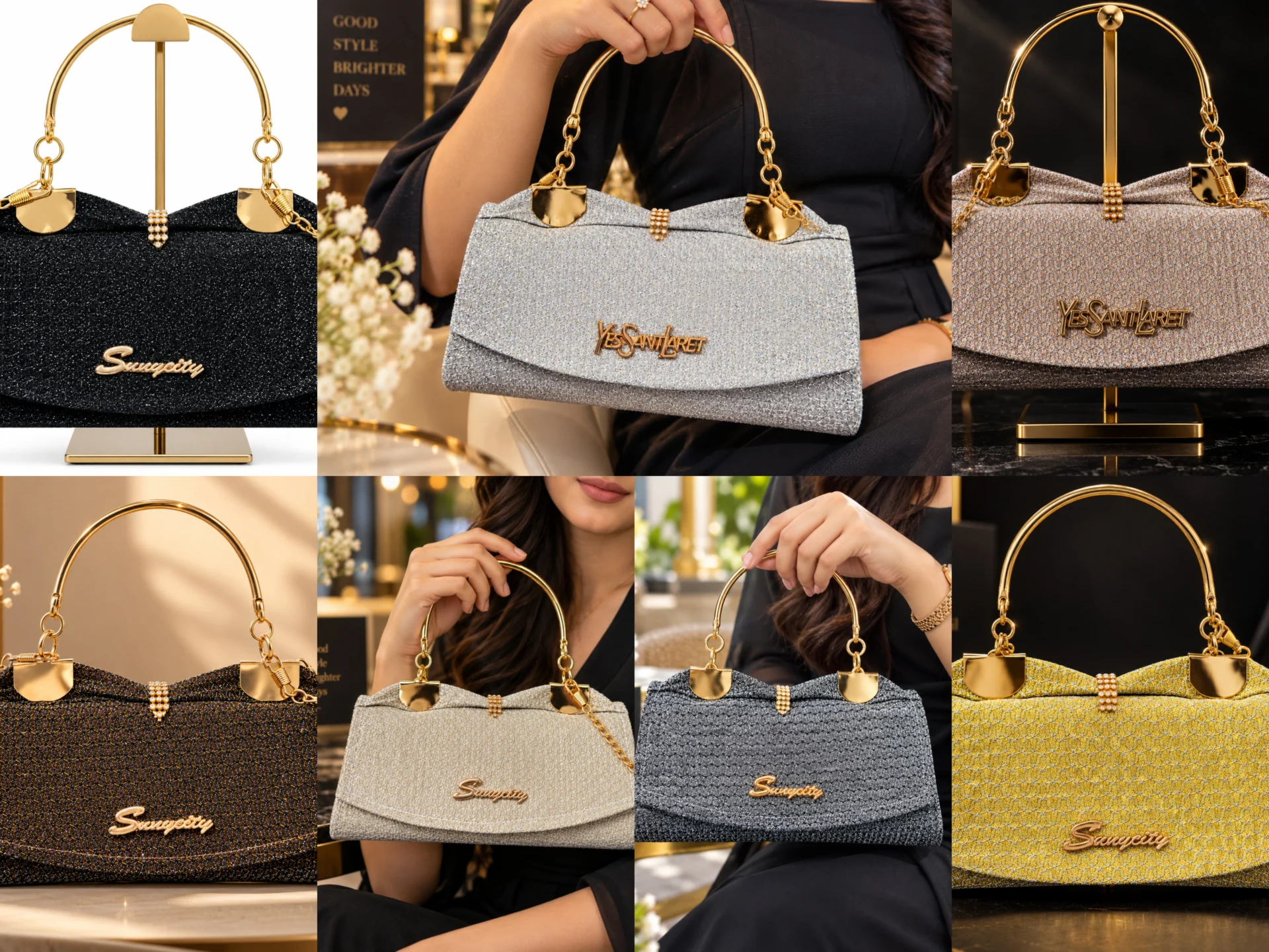 New Arrived, new stylish Elegant Ladies cute Wedding Purse for Women – Fancy Party Clutch Handbag with Stylish Metal Handle